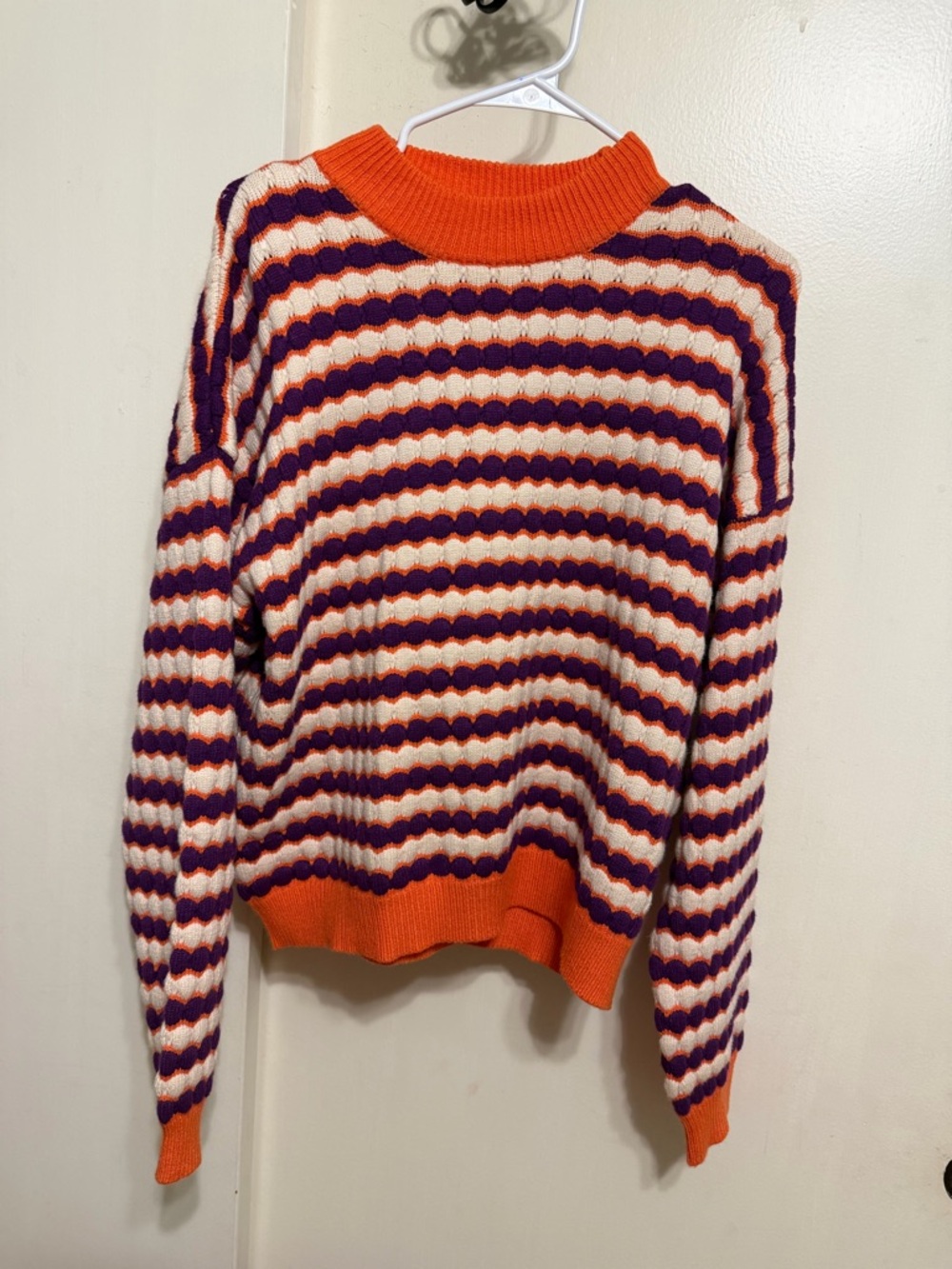 THML Orange, Purple & Cream Striped Women’s Sweater